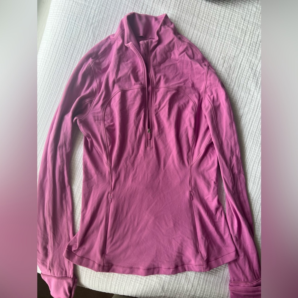 Bright pink lululemon half zip - barely worn/ like new , size 6